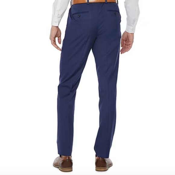 J. Ferrar Mens Big and Tall Classic Fit Flat Front Suit Pant, Blue Sz 54x30 - Picture 2 of 3